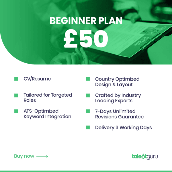 Beginner Plan - £50, 3-Day Delivery, Unlimited Revisions, Professional CV/Resume