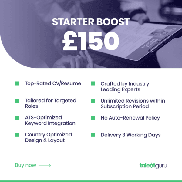 Starter Boost Plan - £150, 3-Day Delivery, Unlimited Revisions for 30 Working Days, Professional CV/Resume Included